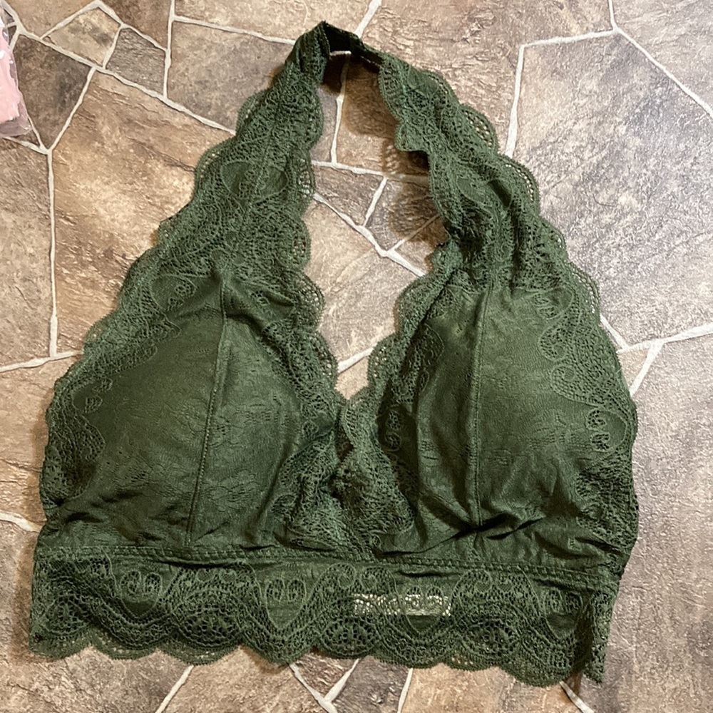 New Zenana Outfitters Sexy Lace Halter Bra Sz 1X/2X/3X Green, Slate Blue & Wine - Picture 4 of 11